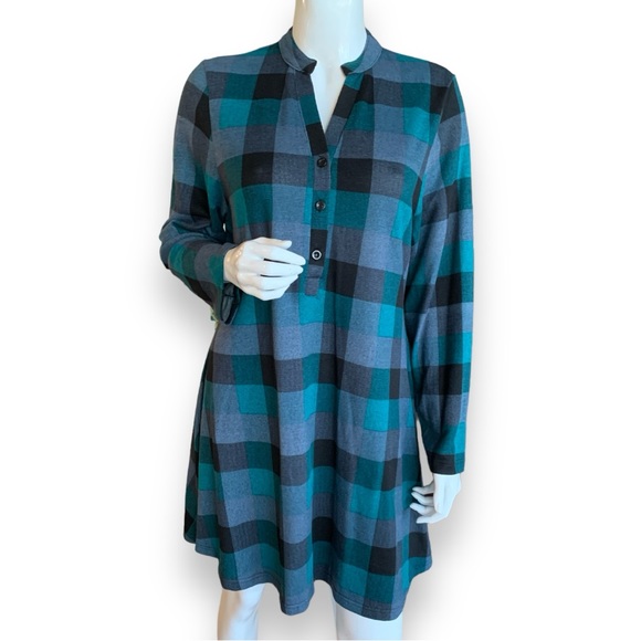 ROXY’S RASCALS BLUE/GREEN PLAID TUNIC DRESS. WOMEN’S SIZE LARGE/XLARGE - Picture 1 of 7